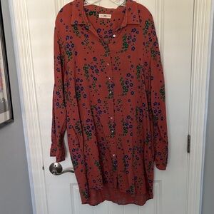 Natural Life Floral Gauze Button-Front Shirt Dress